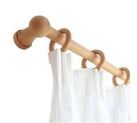 YUNHEST Tringle à Rideau, 39,4 à 125,9 Pouces, Ensemble de Tringle à Rideau, Tringle à Rideau Robuste en Bois Massif Couleur Bois Naturel avec Support, Boucle Romaine(110.2in)