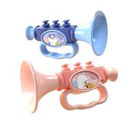 Yunhgft 2 Pièces Jouet Trompette Soufflante Musical Sensoriel Éducatif En PP Favorise La Motricité Des Enfants Convient Aux Garçons Filles Cadeau D'An, Rose et Bleu