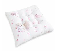 Yunhgft Coussin Siège Étudiant Motif ssin, Fabriqué Fibre Polyester, PP, Convient Toutes Saisons, Confort Optimal Bureau, étu, Sign do, Blanc avec Motif de Chiot et Fleurs Roses, 45x45 centimètres