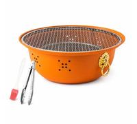 Yunhgft e charbon bois portable, mini e n métal, grill portable pour 3-5 personnes, réd à thé camping, Orange Hermès avec grille de barbecue