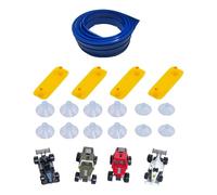 Yunhgft Flexible Race Car Track Jouet Assemblage Enfant Double Rouleaux Circuit Voiture Flex Tracks Suction Adapté pour Apprentissage Créatif Construction, Bleu 395x8cm Basic