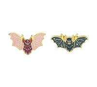 YUNHOME Broche Epingle Broches Pins Pince À Châle Animaux Étoilés Enamel Pin Custom Fox Bat-Bat Golf Snake Broches Bague Noir Black Blanc Blanc Blanc Sun Lune Day Night Badge Bijoux Cadeau-Bat Set