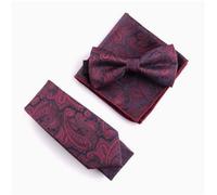 YUNHOME Cravate Noeud Papillon Nœud Papillon Feuille De Mariée De Mariage Masculin De Mariage Diamant Britannique Costume Robe D'Arc D'Incrustation-(Gros Diamant) Superbe Serviette De Poche Rouge +