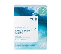YUNI Beauty Large Body Wipes, Peppermint Citrus, 12 Count, Compostable, Biodegradable, No Rinse Body Cleanser, On-the-Go Shower Alternative
