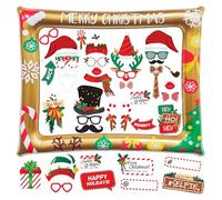 Yuning Cabinet Photo Gonflable de Noël avec 38 Accessories pour Photomaton, Accessoires de Photobooth de Noël Photo Booth Props, Photographie Accessoires Décoration Photo Props Décorations