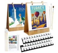 Yuning Calendrier de Table DIY 2026,Calendrier de Peinture Numérique pour Adultes,12 Styles Kit Peinture DIY avec Pinceaux,peinture Acrylique et Base pour Cadeaux,Décoration pour Maison et Bureau (C)