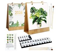 Yuning Calendrier de Table DIY 2026,Calendrier de Peinture Numérique pour Adultes,12 Styles Kit Peinture DIY avec Pinceaux,peinture Acrylique et Base pour Cadeaux,Décoration pour Maison et Bureau (A)