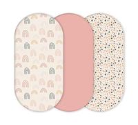 Yunioo - Draps Ajustés pour Berceau de Moïse, Poussette, Lit Bébé, Co-Dodo, Panier à Langer et Housse de Matelas à Langer Rosetta │Rosé