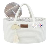 Yunioo Panier Rangement Bébé pour Table à Langer, Bebe Organisateur de sac avec Amovibles Compartiments et Poignées, Rangement Lange Bebe pour Cadeau Naissance