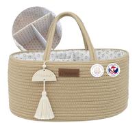 Yunioo Panier Rangement Bébé pour Table à Langer, Bebe Organisateur de sac avec Amovibles Compartiments et Poignées, Rangement Lange Bebe pour Cadeau Naissance