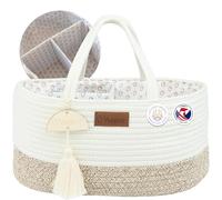 Yunioo Panier Rangement Bébé pour Table à Langer, Bebe Organisateur de sac avec Amovibles Compartiments et Poignées, Rangement Lange Bebe pour Cadeau Naissance