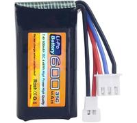 Yunique France Batterie Lipo 7.4v 600mah 35c 2s Avec Prise Molex - Compatible Avec Fms Fcx24 Rc Car Truck-Autre Multicolore