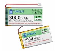 YUNIQUE GREEN-CLEAN-POWER 2 batteries LiPo 3,7 V 3000 mAh 1S 103665 avec Micro JST 1,25 - Batteries rechargeables avec protection pour Arduino, ESP32, NodeMCU et cartes de développement
