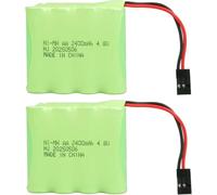 YUNIQUE GREEN-CLEAN-POWER 2 piles NiMH AA 4,8 V 2 400 mAh avec connecteur Hitec - Batteries Rechargeables pour Voiture RC, Camions, Avions, Hélicoptères, Excavateurs et Récepteurs RC