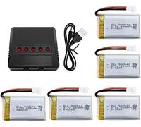 YUNIQUE GREEN-CLEAN-POWER - 5 batteries LiPo 3,7 V 800 mAh avec chargeur USB 5 en 1 | Compatible avec MJX X708W X709, UDI U45 U45W U42 U42W, Syma X5C X5SC X5SW, H5C, E32HW et RC drones