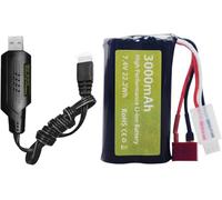 YUNIQUE GREEN-CLEAN-POWER - 7.4V 3000mah 15C 2S Li-ion batterie avec T-Plug avec câble de charge USB pour WLtoys 12423 MJX 14301 14302 14303 H16PL haute vitesse RC Car 1/10, 1/12, 1/16 Échelle Truck