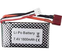 YUNIQUE GREEN-CLEAN-POWER - Batterie au Lithium 7.4V 1800mAh T-Plug | Compatible avec WLTOYS A959-B A969-B A979-B K929-B 144001 | Performances Prolongées pour Véhicules RC Tout-Terrain, Argenté