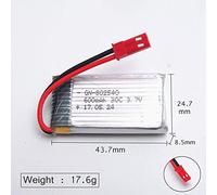 YUNIQUE GREEN-CLEAN-POWER - Batterie Li-po 3.7V 600mAh pour JXD 509G Quadricoptère RC | Connecteur JST | Compatibilité avec Le Drone Radiofly Space Kondor | 44x25x8.5 mm - 17,6 GR