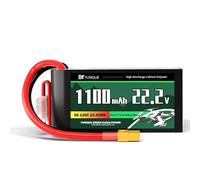 YUNIQUE GREEN-CLEAN-POWER Batterie Lipo 6 cellules 22,2 V 1100 mAh 120 C avec connecteur XT60, câble en Silicone et Coque Souple - Dimensions 72 x 38 x 35 mm, Poids 265 g Haute Puissance pour RC