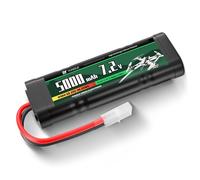 YUNIQUE GREEN-CLEAN-POWER Batterie NiMH 7,2 V 5000 mAh Rechargeable avec raccord Tamiya et câble en Silicone - 6 cellules - Dimensions 137 x 48 x 25 mm - Haute capacité pour modèles RC