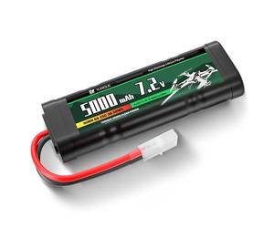 YUNIQUE GREEN-CLEAN-POWER Batterie NiMH 7,2 V 5000 mAh Rechargeable avec raccord Tamiya et câble en Silicone - 6 cellules - Dimensions 137 x 48 x 25 mm - Haute capacité pour modèles RC