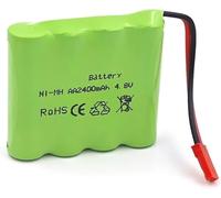 YUNIQUE GREEN-CLEAN-POWER - Batterie rechargeable 4,8 V 2 400 mAh NiMH AA avec connecteur JST - Pack de batteries pour voitures RC, camions télécommandés, éclairage, outils électriques et modélisme