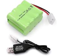 YUNIQUE GREEN-CLEAN-POWER - Batterie rechargeable 9,6 V 2 400 mAh NiMH avec connecteur Tamiya et câble USB - Pack piles AA pour voitures RC, réservoirs RC, bateaux RC, lumières et outils électriques