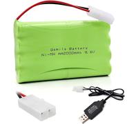 YUNIQUE GREEN-CLEAN-POWER - Batterie rechargeable AA 9,6 V 2 800 mAh avec connecteur Tamiya et câble de charge USB - Idéal pour les voitures, camions, réservoirs et bateaux RC - Batterie haute