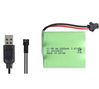 YUNIQUE GREEN-CLEAN-POWER - Batterie rechargeable Ni-MH AA 3,6 V 2 400 mAh avec câble de charge USB et fiche SM 2P - Idéal pour les jouets télécommandés, l'éclairage, les outils électriques