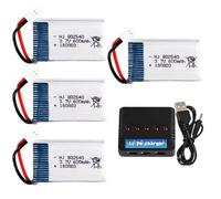 YUNIQUE GREEN-CLEAN-POWER - Ensemble de 4 Batteries Lipo 3.7V 600mAh pour Drones | Compatible avec Syma X5, Cheerson CX-30W, Skytech M68 | Haute Performance et Durabilité | Chargeur Inclus, Argent