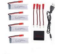 YUNIQUE GREEN-CLEAN-POWER - Ensemble de 4 Batteries LiPo Rechargeables 3.7V 600mAh pour Drones RC | Compatibles avec UDI U817, WLtoys V959, Hélicoptère RC | Chargeur Inclus | 65X17X8 mm - 17,5 g