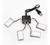 YUNIQUE GREEN-CLEAN-POWER - Kit de 4 Batteries Lipo Rechargeables 3.7V 500mAh + Chargeur 1 à 4 | Compatible avec Les Drones Syma, Cheerson, Skytech, Wltoys | Légères et Durables, 45x25x9-16 GR