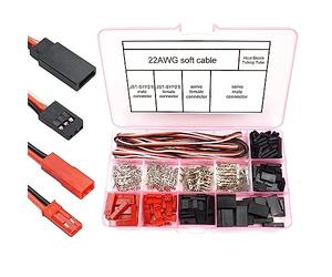 YUNIQUE GREEN-CLEAN-POWER - Kit de 40 Connecteurs Servo Universels | Compatibles JST, SYP, Futaba | Kit Câbles RC | Inclut Mâle/Femelle, Crimpature des Pins, Rouge, Plastique