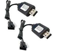 YUNIQUE GREEN-CLEAN-POWER Lot de 2 chargeurs USB universels pour batteries LiPo 7,4 V 2S 4 broches SM 4P Compatible avec drone voiture bateau RC Protection contre les surcharges Indicateur de charge