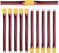 YUNIQUE GREEN-CLEAN-POWER - Set de 5 Paires de Connecteurs XT30 Mâle et Femelle | Câble en Silicone 14AWG, 100mm | pour Batteries Lipo FPV Drone, Jaune, PVC