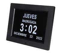 Yunir Horloge Calendrier, 8 Pouces Noire, intensité Variable Automatiquement, Horloge Numérique 12 à 24 Heures, Calendrier Numérique du Jour, pour Alarme, Prise de Médicaments, (Prise