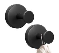 YUNISS 2 Pièces Crochet à Ventouse, Acier Inoxydable Crochets à Ventouse, Puissant Charge 5Kg, Sans Percage, Amovible, Réutilisable Crochet Mural, Pour Verre, Carrelage, Salle de Bain, Cuisine -Noir