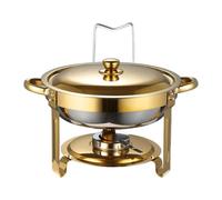 YunJove Chafing Dish Buffet Professionnel avec Plateau Traiteur Inoxydable Couvercle Pratique Support Latéral pour Couvercle Plateau Chauffe-aliments Adapté à, or