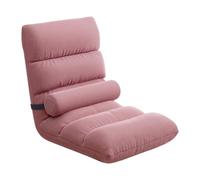 YunJove Chaise de Sol Pliante avec Dossier Réglable sur Cinq Niveaux, Rembourrée et Inclinable, Idéale pour Les Jeux Vidéo. Coussin Lombaire Inclus. Fabriquée, Rose