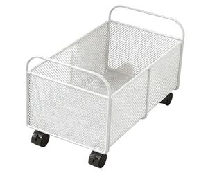 YunJove Chariot de Rangement sous Bureau avec Roulettes Organisateur de Livres et Dossiers Structure En Fer Pratique Convient Au Bureau à Domicile Salle D'Étu, Blanc, Petit