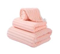 YunJove Ensemble de 3 Serviettes de Bain Enveloppantes pour Femmes avec Couvre-cheveux, En Microfibre Corail Douce, Légère et Absorbante, Idéale pour, ROSE