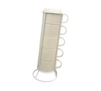 YunJove Ensemble de 4 Tasses à Café Empilables En Acier Inoxydable avec et Support, Faciles à Nettoyer, Résistantes à La Rouille, Adaptées Aux Boiss, Blanc, 5 Pièces