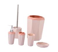 YunJove Ensemble de 6 Accessoires de Salle de Bain : Distributeur de Savon, Gobelet de Rinçage Décoratif pour La Maison et Les Restaurants, Rose