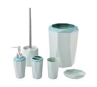 YunJove Ensemble de 6 Accessoires de Salle de Bain : Distributeur de Savon, Gobelet de Rinçage Décoratif pour La Maison et Les Restaurants, Bleu
