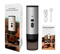 YunJove Portable avec Batterie Rechargeable et Compatibilité Capsules pour Café sur le Terrain avec Support et Tasse Intégrée pour Usage Quotidien, Gris Argenté, Mini