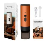 YunJove Portable avec Batterie Rechargeable et Compatibilité Capsules pour Café sur le Terrain avec Support et Tasse Intégrée pour Usage Quotidien, Orange, Mini