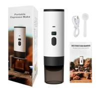 YunJove Portable avec Batterie Rechargeable et Compatibilité Capsules pour Café sur le Terrain avec Support et Tasse Intégrée pour Usage Quotidien, Blanc, Mini