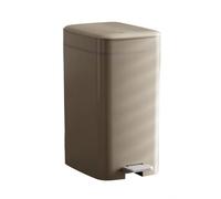 YunJove Poubelle Ménagère Rectangulaire Compacte à Pédale Polypropylène Couvercle Discret Forme Verticale Facilement Accessible Adaptée à la Collecte de Déchets Ménagers Salle de Bain, Marron, Moyen