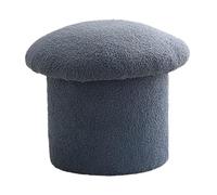 YunJove Pouf Ottoman Rond En Forme de Champignon, Recouvert de Bois et de Cachemire. Design Créatif, Idéal pour La Chambre, Le Salon, L'entrée Ou La Salle, Bleu, S