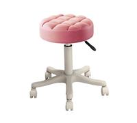 YunJove Tabouret Roulant PU Cuir Pivotant Réglable Chaise de Travail sur roulettes avec Repose-Pieds Coussin Moelleux Épais Rotation 360 Degrés Adapté Massage, Rose